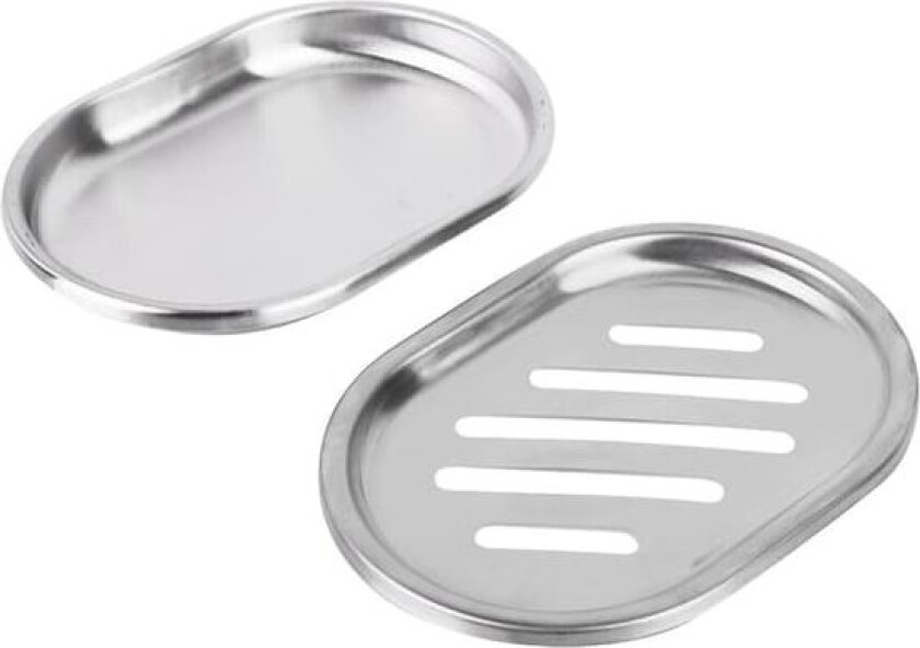Såpekopp i rustfritt stål, beholder, såpeskål med dobbelt lag og stort dreneringshus (stripe)