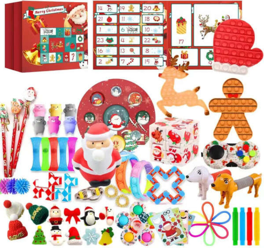 24 stk/sett Adventskalender Fidget Toys Julenissen DIY Juletre Hengende Pynt 2024 Juletelling Kalender Leke for Barn stil 6