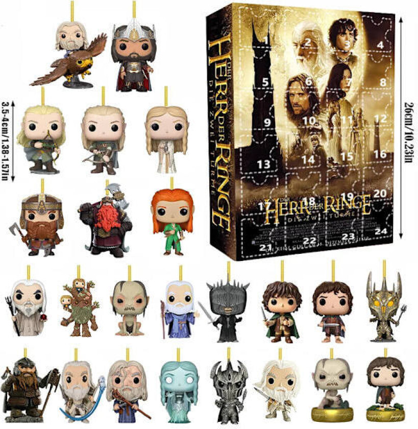 Julekalender, produkt \"Ringenes herre\" julehøytid juletrepynt akryl dekorativt anheng, adventskalender Ringenes herre Blind Box 2