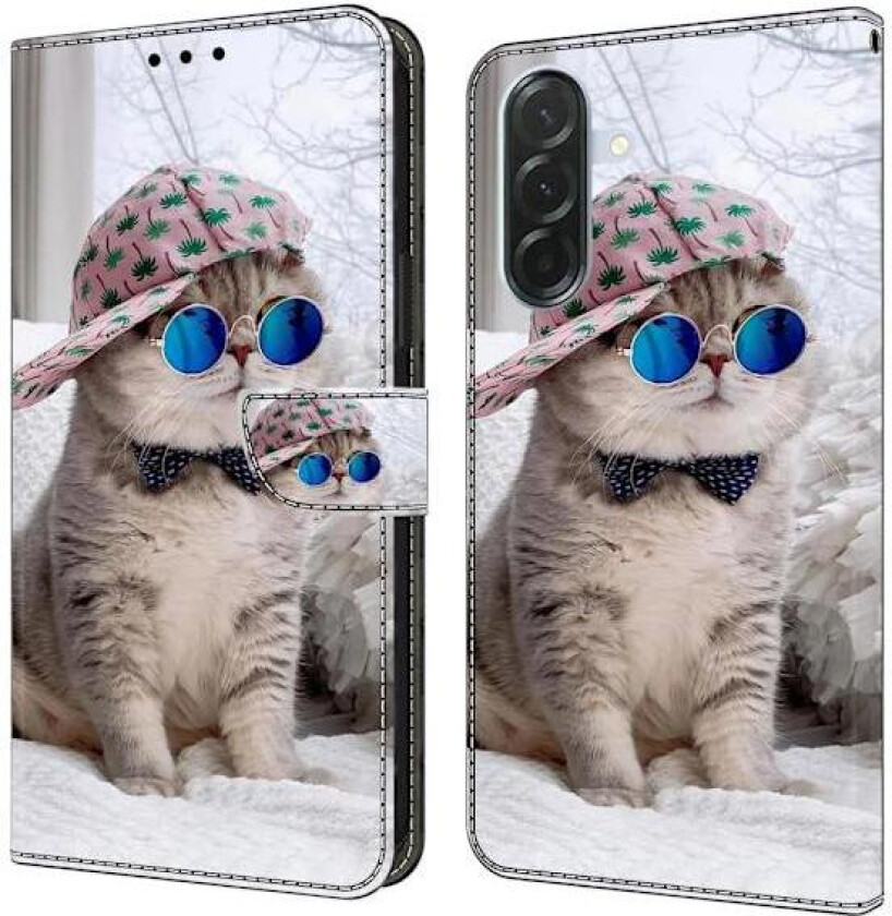 Samsung Galaxy A36 5G lommebokveske med mønstermønster som trykker på stativ, flip-telefondeksel i lær - Hatt Katt