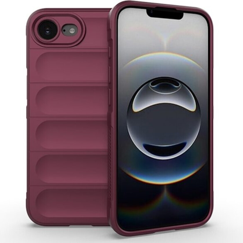 iPhone 16e-etui Anti-Drop Soft Flexible Rugged Phone Back Deksel - Vinrød