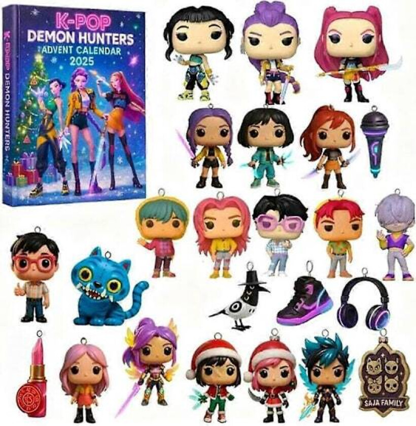 Hot deal til lav pris! Kpop Demon Hunters Adventskalender 2025 Samleobjekt 2D AkrylAnheng Juletrepynt Julegaver - Glad