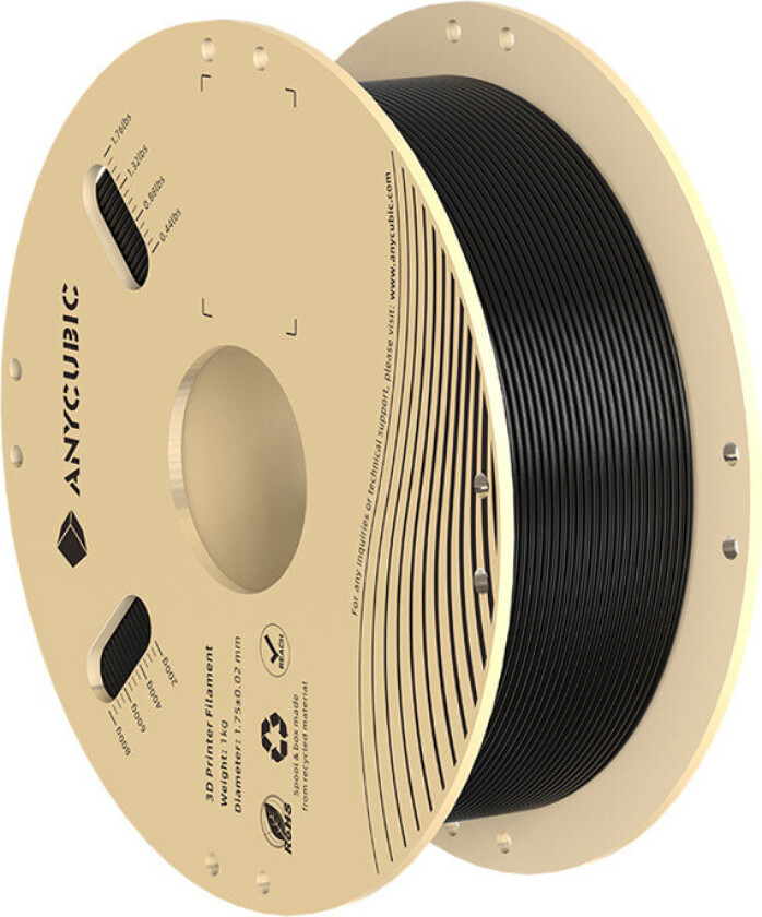 PLA Filament til 3D-skriver - 1,75 mm, 1 kg - Sort