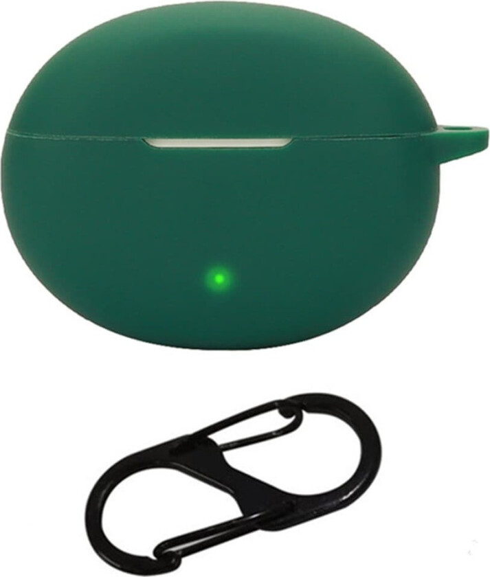 OnePlus Buds Pro 3 Bluetooth Earphones Case Soft Silicone Cover with Anti-Lost Buckle - Blackish Green