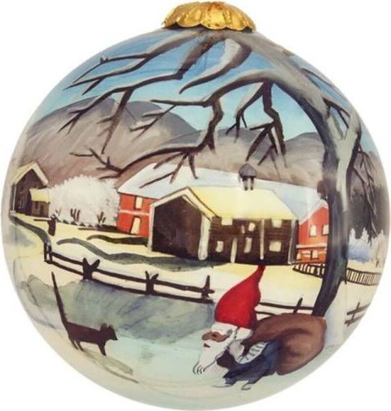 Julekule Håndmalt Nissen Snakker Med Katten