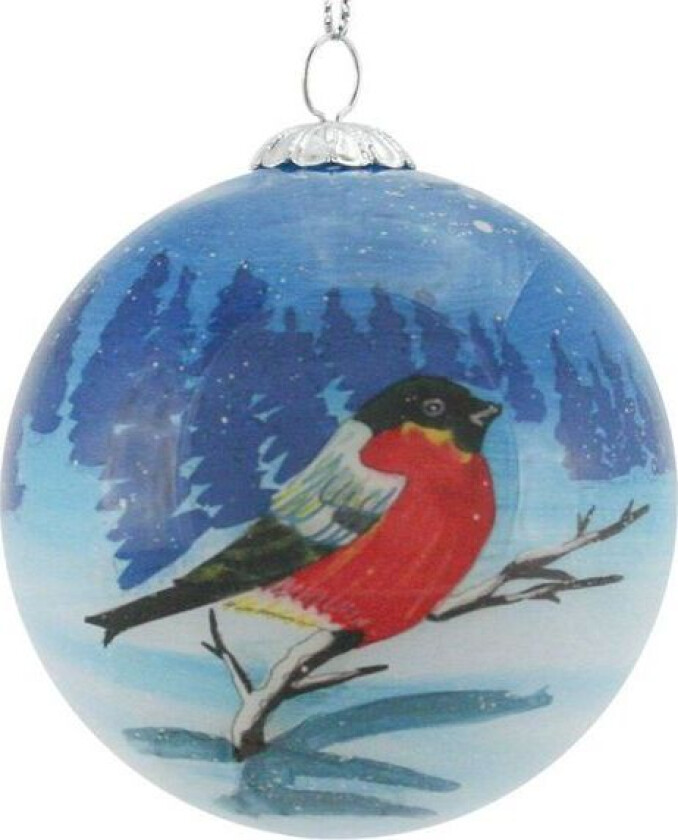 Julekule Håndmalt Dompap På Kvist