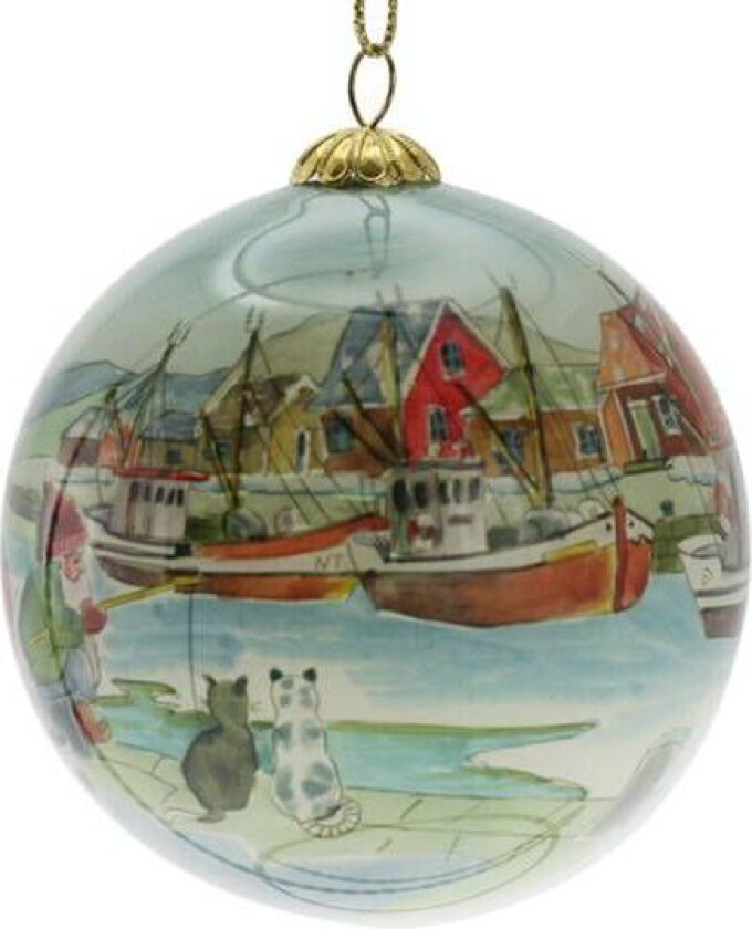 Julekule Håndmalt Nisser Fisker