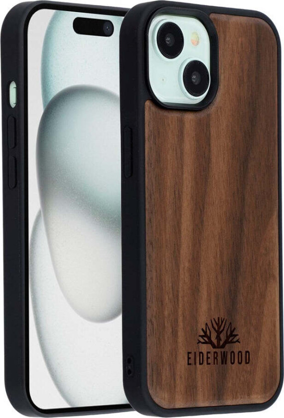 iPhone 15 Magnetisk Tredeksel - MagSafe Kompatibel - Valnøtttre