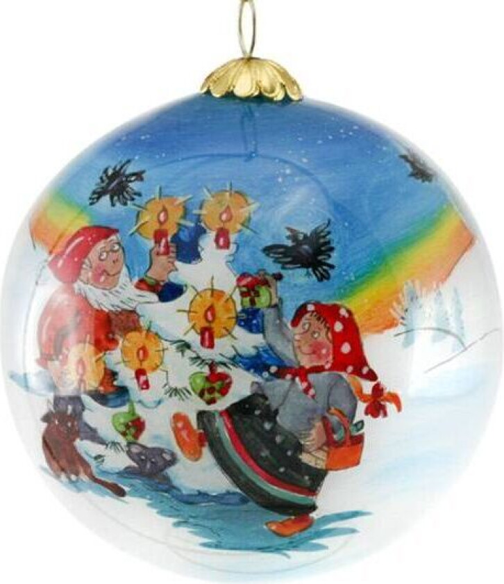 Julekule Håndmalt Nisser Som Danser