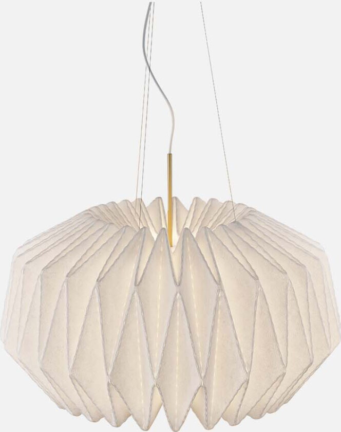 Softly pleated medium taklampe Ø94 - hvit