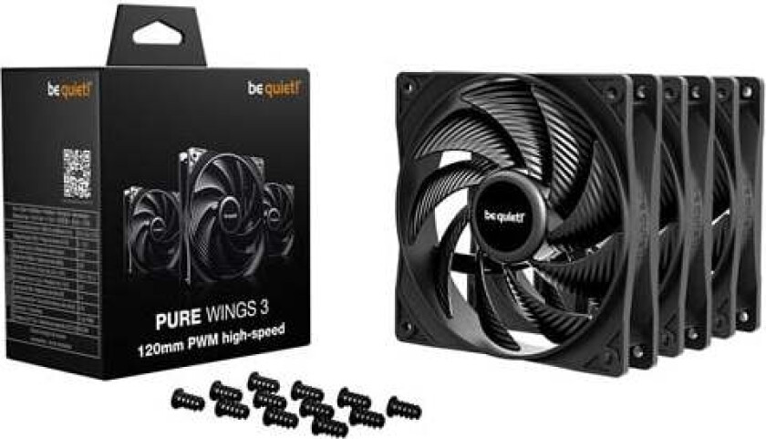 Pure Wings 3 120 HS (3-pack) - Kabinettvifte - 120mm - Svart - 30 dBA