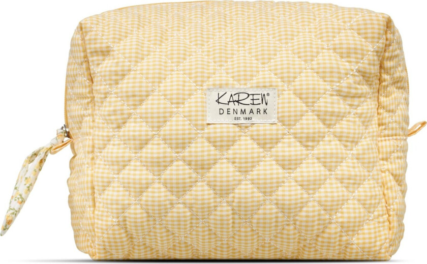 Large toiletry bag in yellow checkered quilt