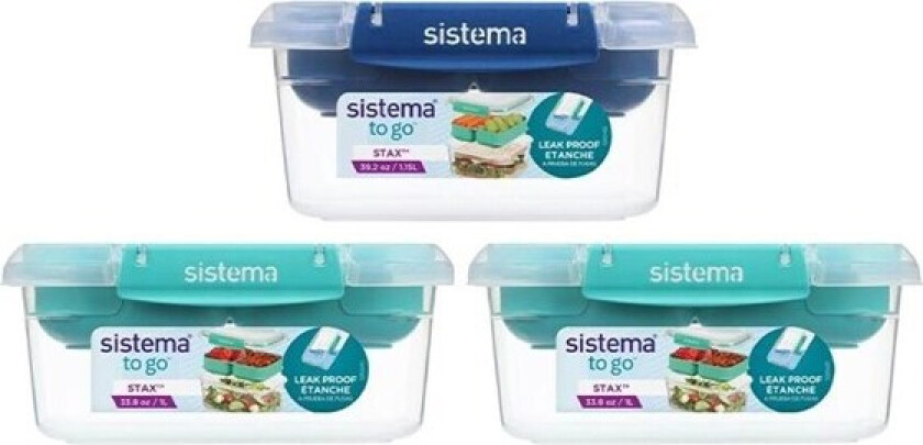 3 Pack Stax To Go 3 x 1L Rectangles