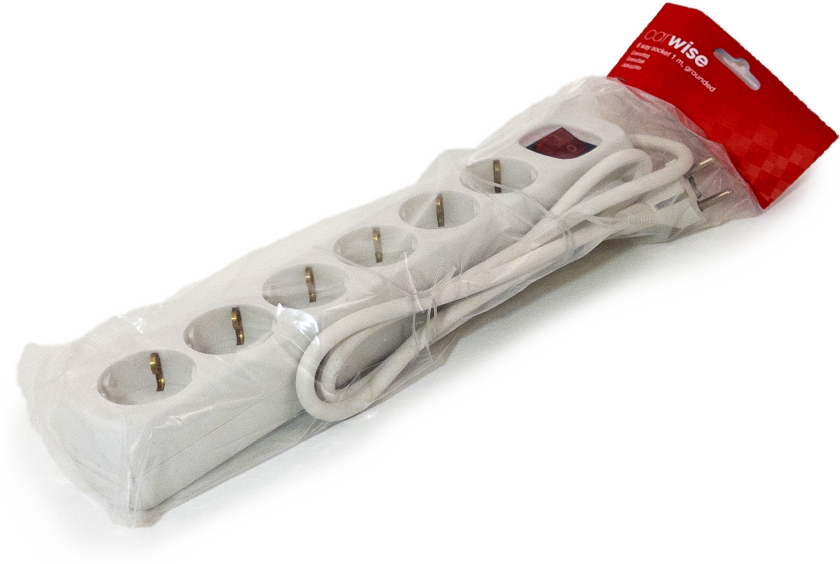 CARWISE SKJØTELEDNING MED 6 STØPSLER OG BRYTER