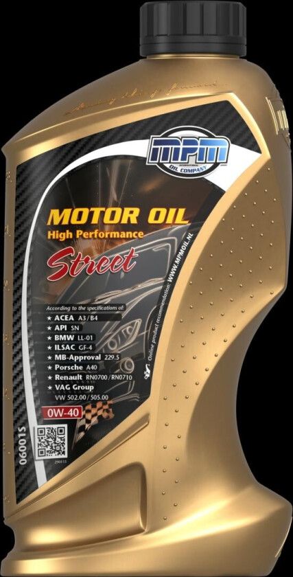 MOTOR OIL 0W-40 HP STREET 1 LT