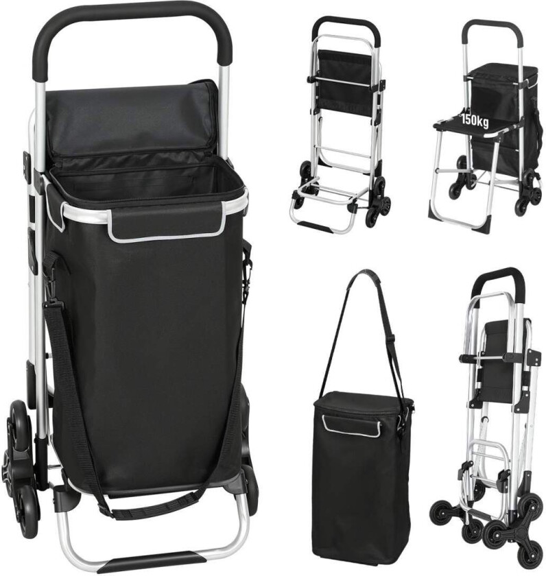 Bilde av Handlevogn, 40L sekk, 3 hjul, aluminiumsramme, sete