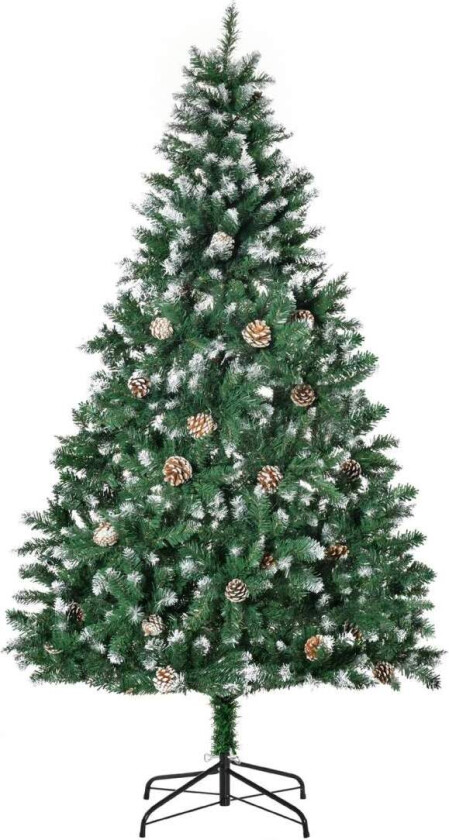 Kunstig juletre – 180 cm Furu med kongler og snø