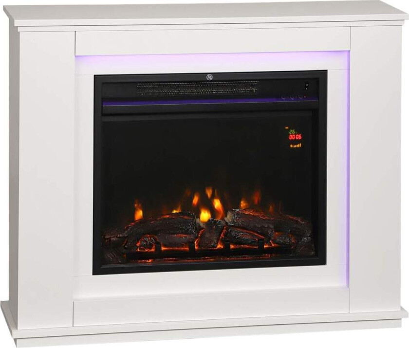 Elektrisk peis, 12 flammefarger, fjernkontroll og timer