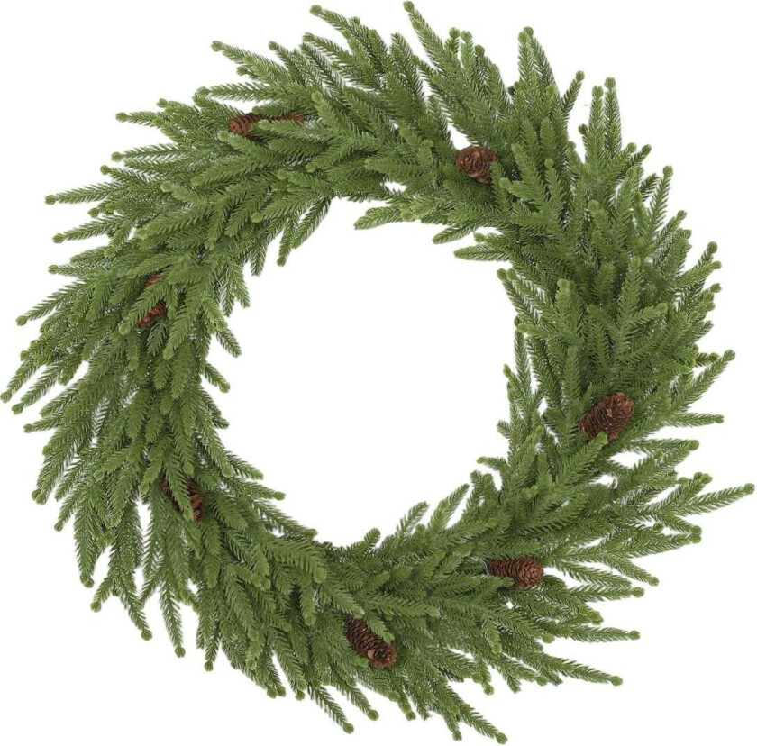 Kunstig julekrans med kjegler, 60 x 15 cm