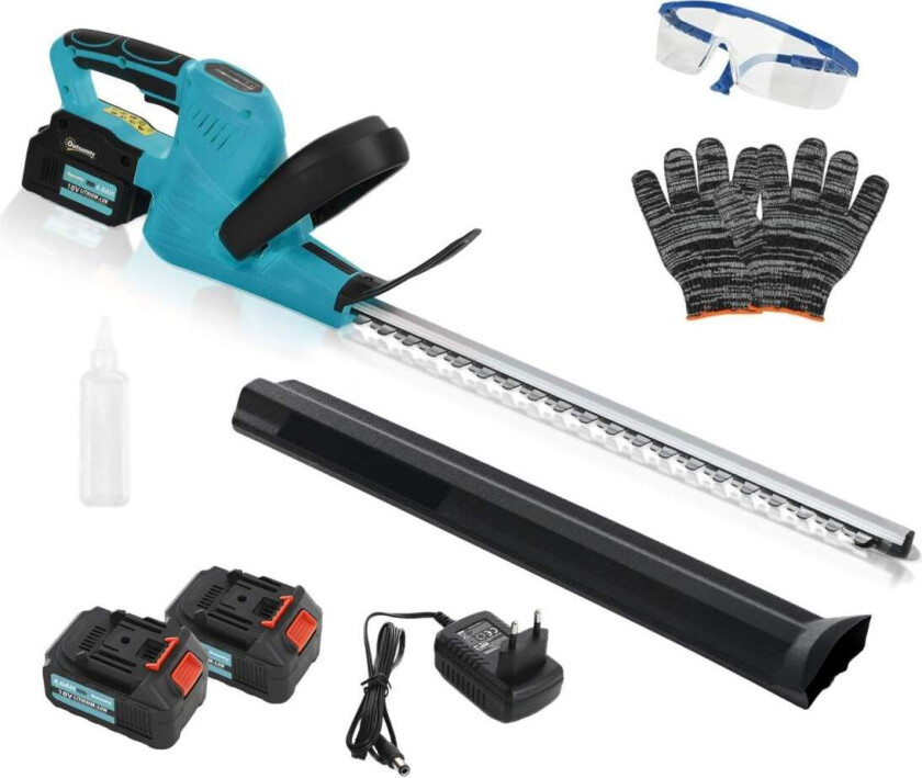 Elektrisk hekksaks, trådløs, 51 cm blad, blå