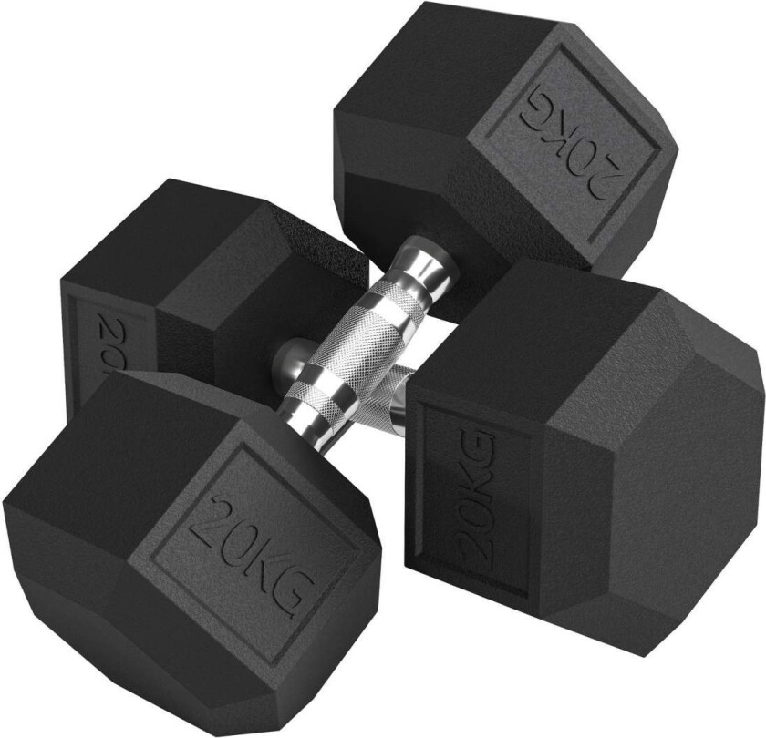 Manualer, riflet grep, støpejern, 2 x 20 kg for hjemmegym