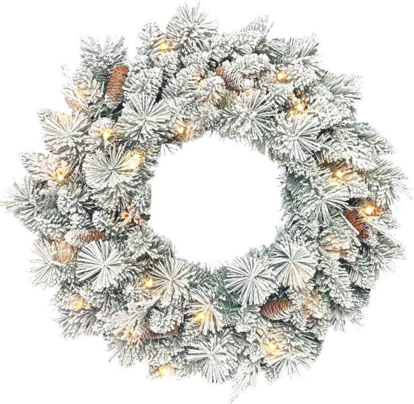 Julekrans med LED-lys, kongler, 60 cm