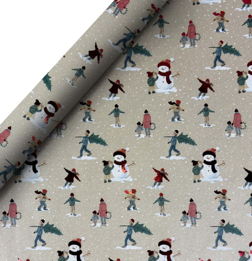 Gavepapir 2m x 70cm Snømann og Barn