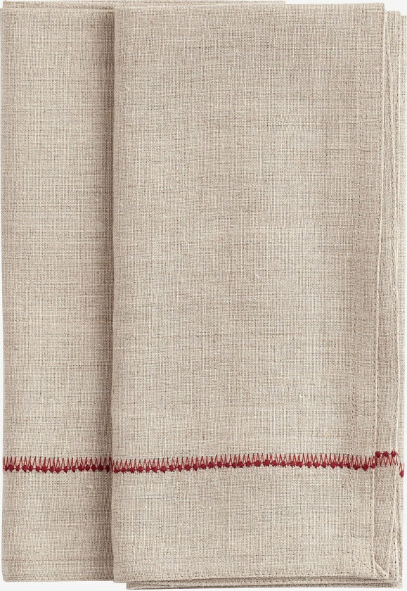 Linservietter Broderi 2 stk - Rød