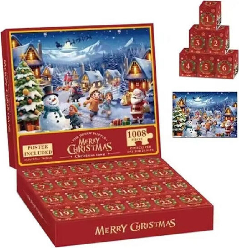 |NN| Adventskalender - Puslespill 1008 Biter - Julekalender 2025 multicolor