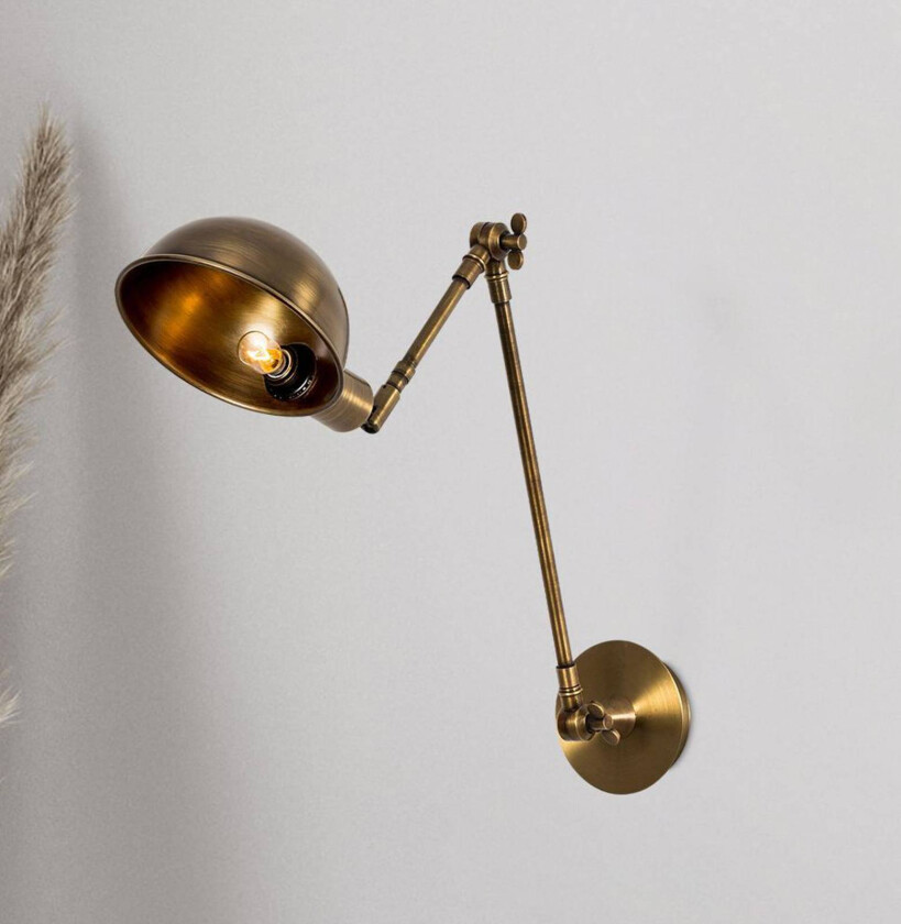 Vegglampe Sivani 6239, gammel messing, justerbar, E27