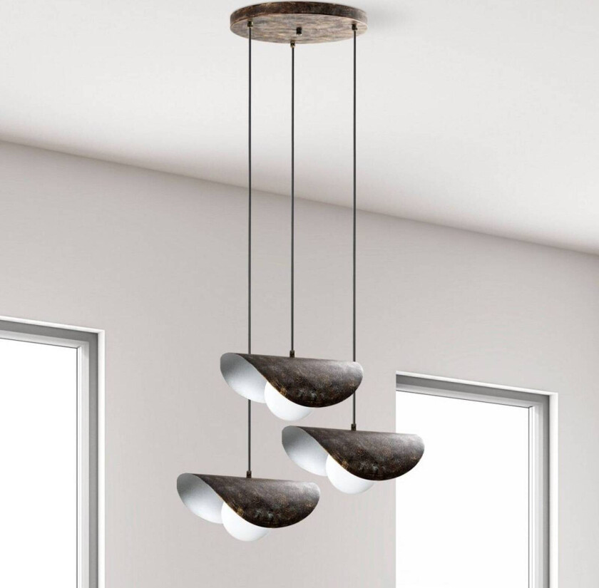 Hengelampe Vatoz, 3 lyskilder, svart, Ø 50 cm, metall