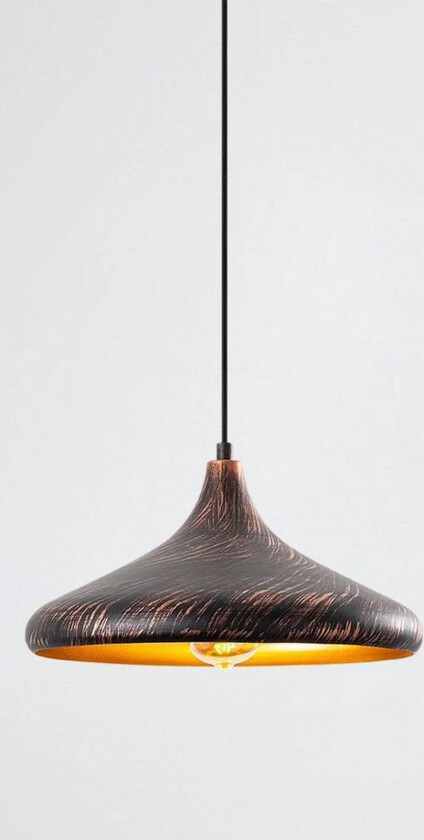 Hengelampe Barek, svart/gull, Ø 34 cm, metall, E27