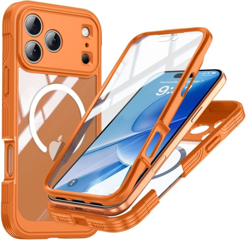 INF Oransje 9H herdet glass magnetisk telefondeksel kompatibelt med iPhone 17 Pro Max