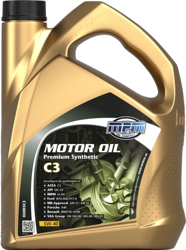 MOTOR OIL 5W-40 PREM.SYNTH.C3