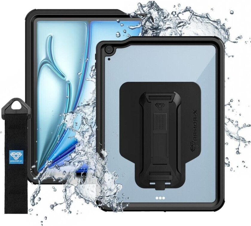 Bilde av Armor-x Waterproof, Shock & Dust Proof Case With Handstrap & Kickstand Ipad Air 11" (2024) Sort