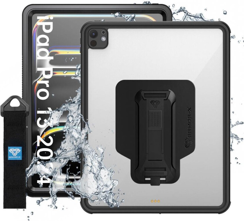 Bilde av Armor-x Waterproof, Shock & Dust Proof Case With Handstrap & Kickstand Ipad Pro 13" (2024) Sort