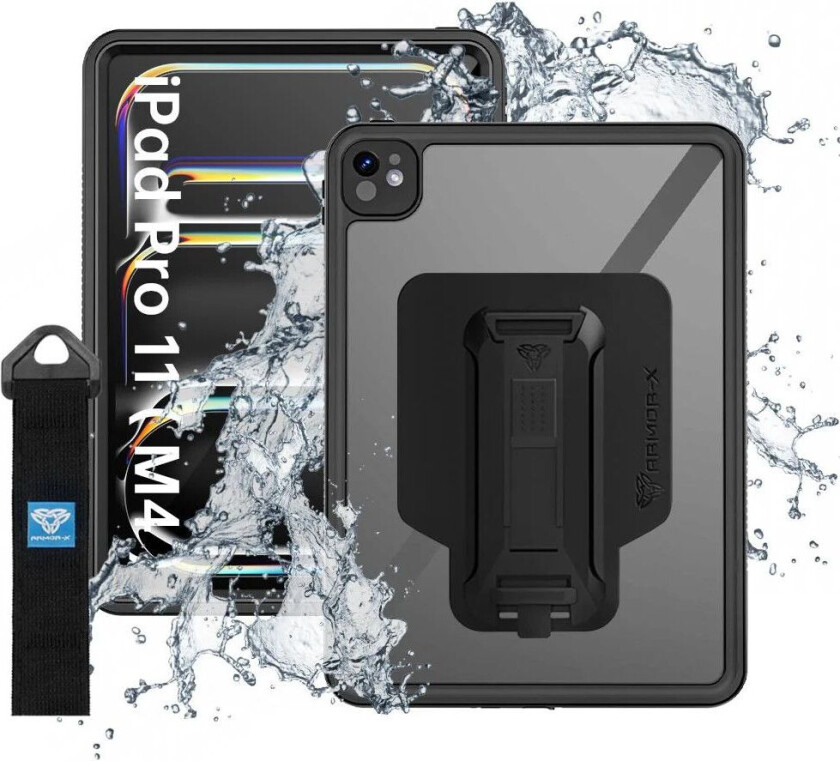 Bilde av Armor-x Waterproof, Shock & Dust Proof Case With Handstrap & Kickstand Ipad Pro 11" (2024) Sort