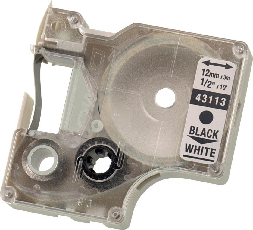 Tape Rhinopro Permanent Polyester 12mm Svart/hvit