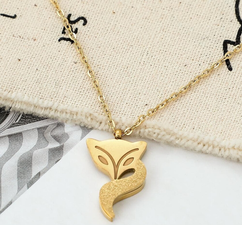 Personalized Gift Gold Plated Necklace Fox Stainless Steel Animal