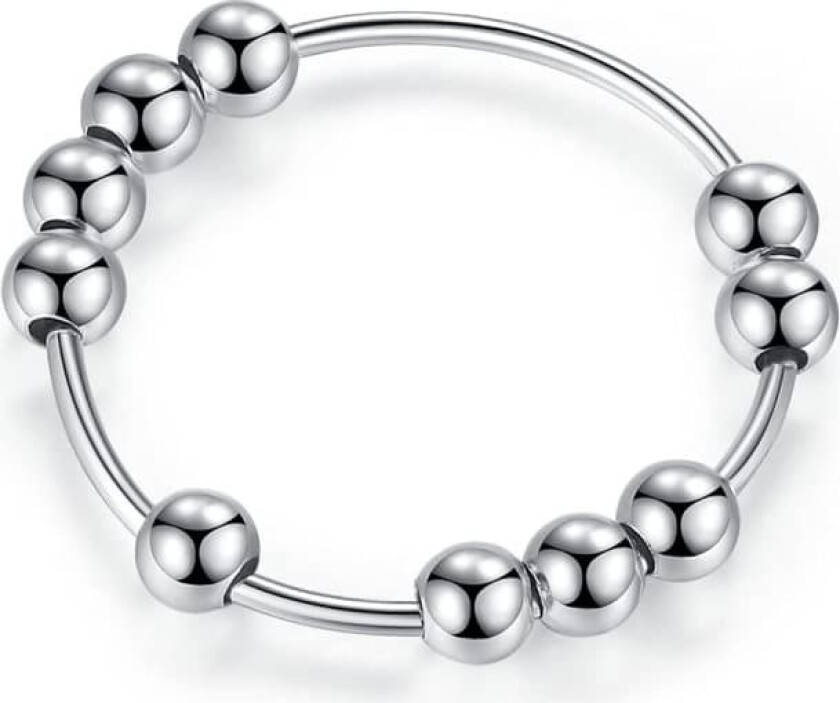 INF Antistressring med 10 roterbare perler kobbersølv 20,5 mm  20.5 mm