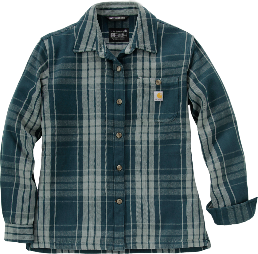 Carhartt W's Loose Fit Twill Plaid Shirt Greenstone