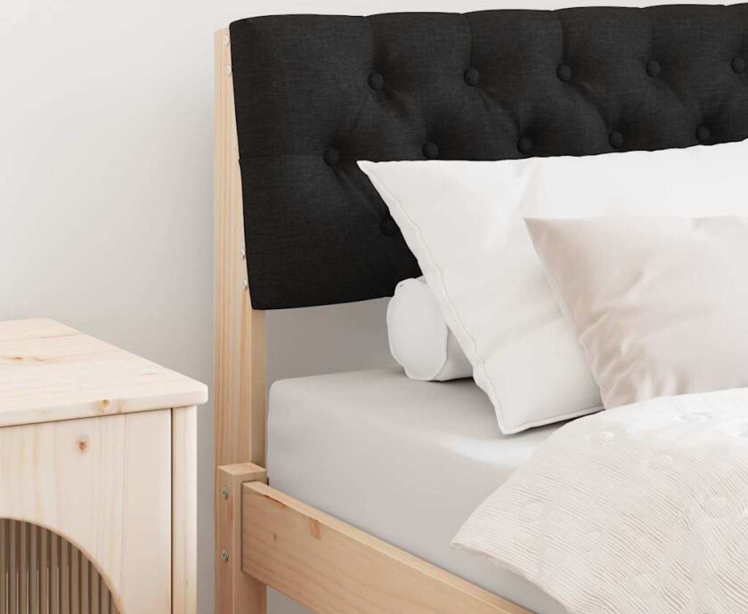 Polstret sengegavl Svart 75 cm Massiv furu