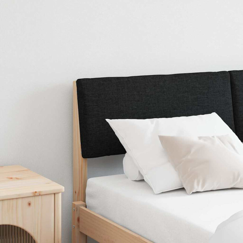 Polstret sengegavl Svart 150 cm Massiv furu