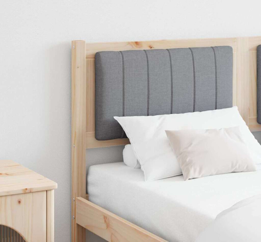 Polstret sengegavl Brun 140 cm Massiv furu og stoff