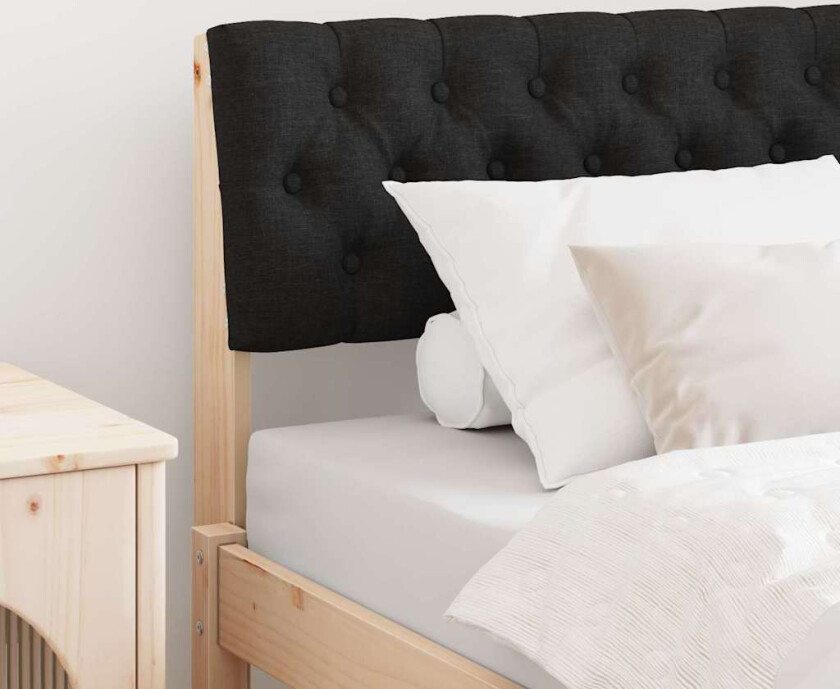 Polstret sengegavl Svart 90 cm Massiv furu