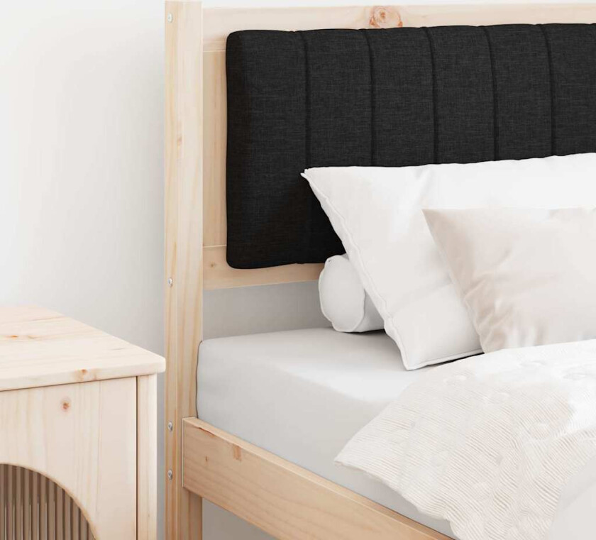 Polstret sengegavl Brun 80 cm Massiv furu og stoff