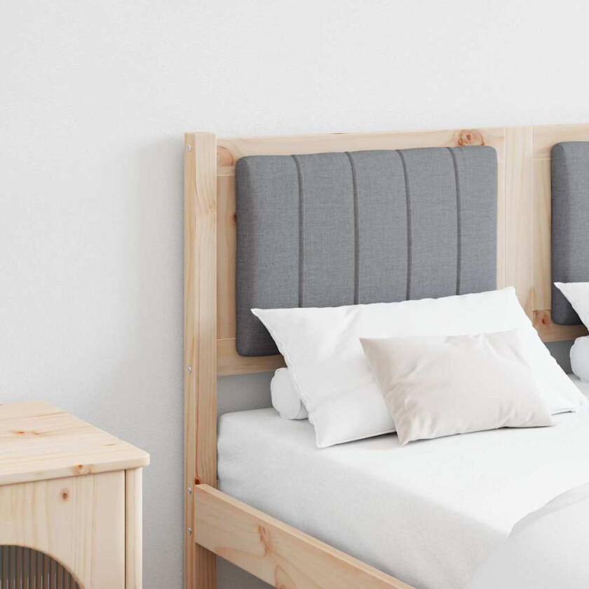 Polstret sengegavl Brun 120 cm Massiv furu og stoff