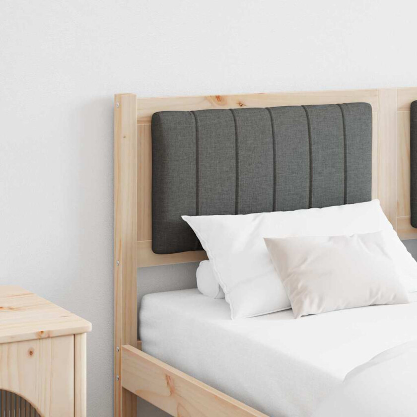 Polstret sengegavl Brun 140 cm Massiv furu og stoff