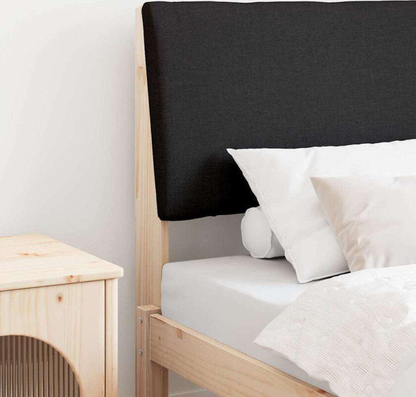 Polstret sengegavl Svart 80 cm Massiv furu