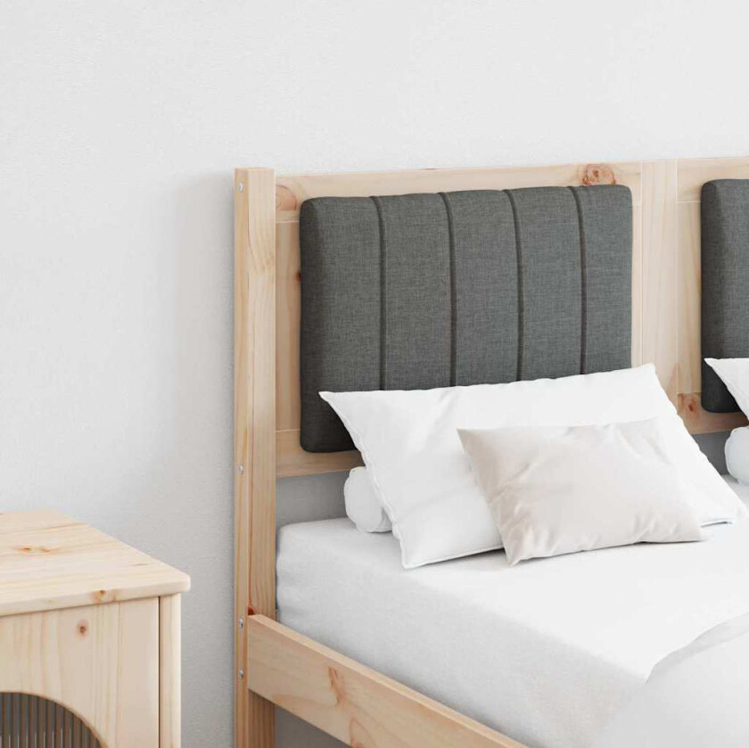 Polstret sengegavl Brun 120 cm Massiv furu og stoff